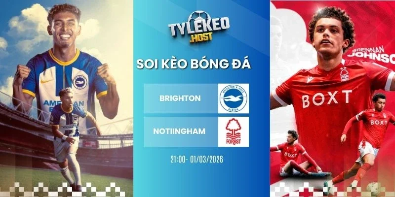 Tỷ lệ kèo nhà cái Brighton vs Notiingham - NHA, 01/03/2026